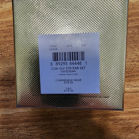 New Coach Silver Stud Earring Set - 3 different earrings - Signature, CZ & Hoop - Picture 5 of 5